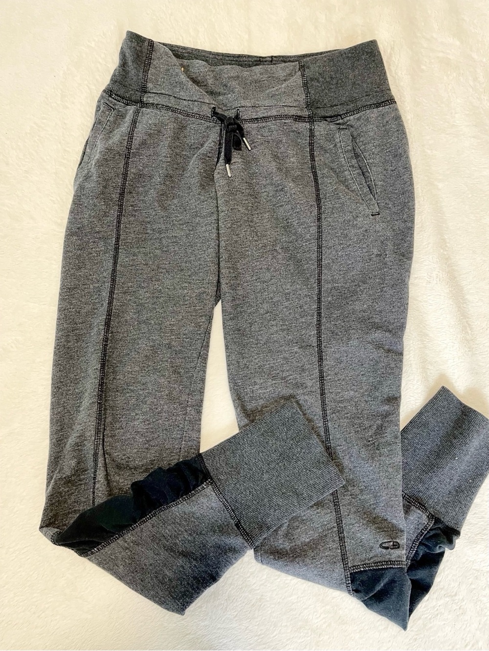 Champion Grey Mesh Panel Joggers Sweatpants S Cotton Blend Fleece Athleisure S